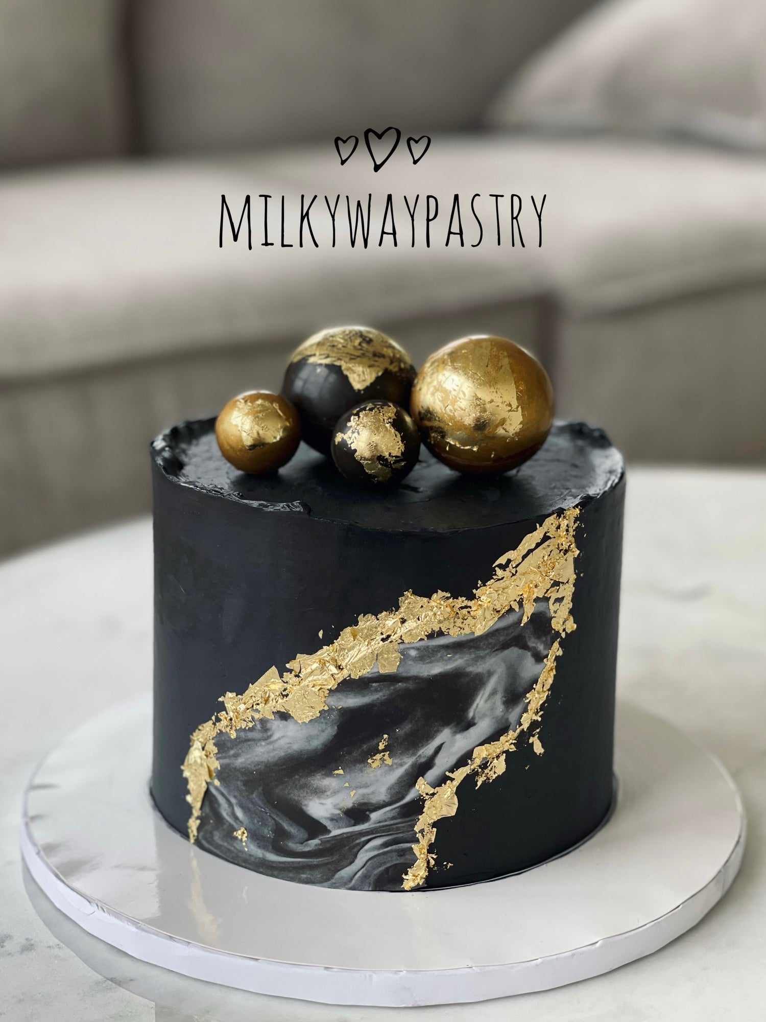 Gold leaf cake custom cake vancouver milkywaypastry