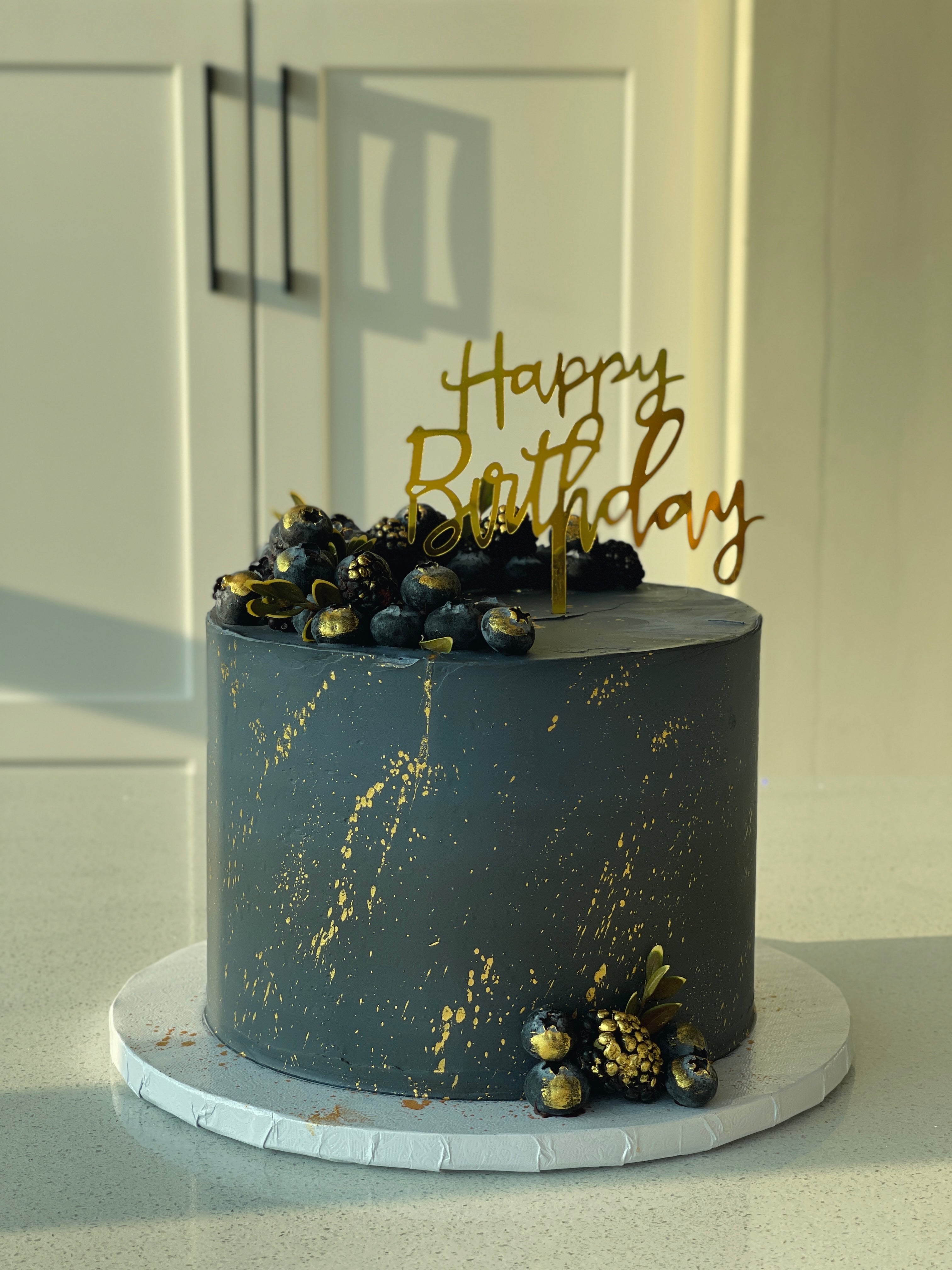 Blueberry Birthday Chocolate Cake with Name edit | cakedayphotoframes